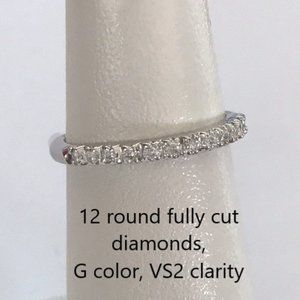NWT .33 ctw real G, VS2 diamonds 14k WH band